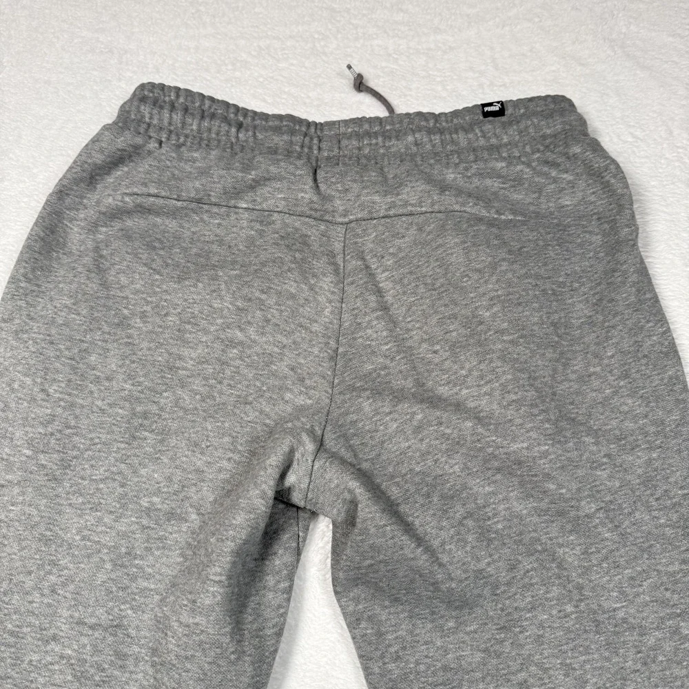 Puma Sweatpants Mens Small Gray Fleece Joggers‎ Ribbed Cuffs Logo 848417-03